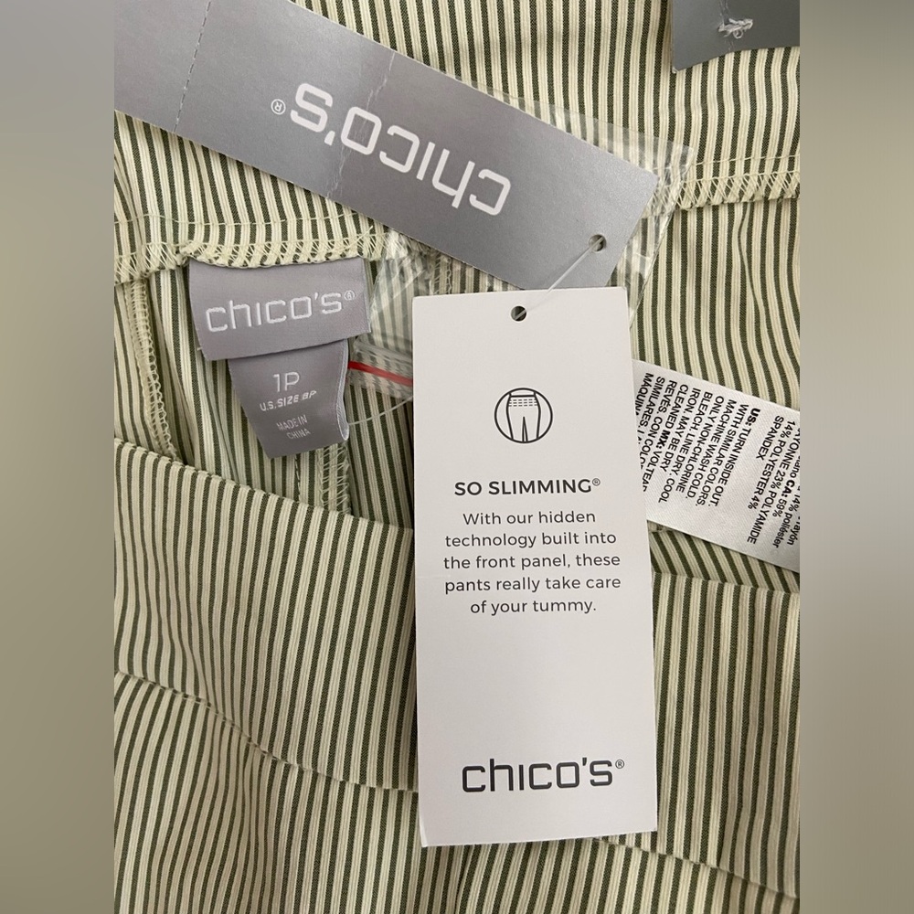 Chico's 1P (US 8P) icon Stripe ankle Pants so slimming brigitte slim leg nwt - Picture 10 of 15
